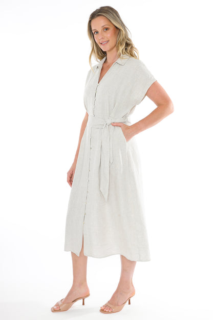 Belted Linen Dress