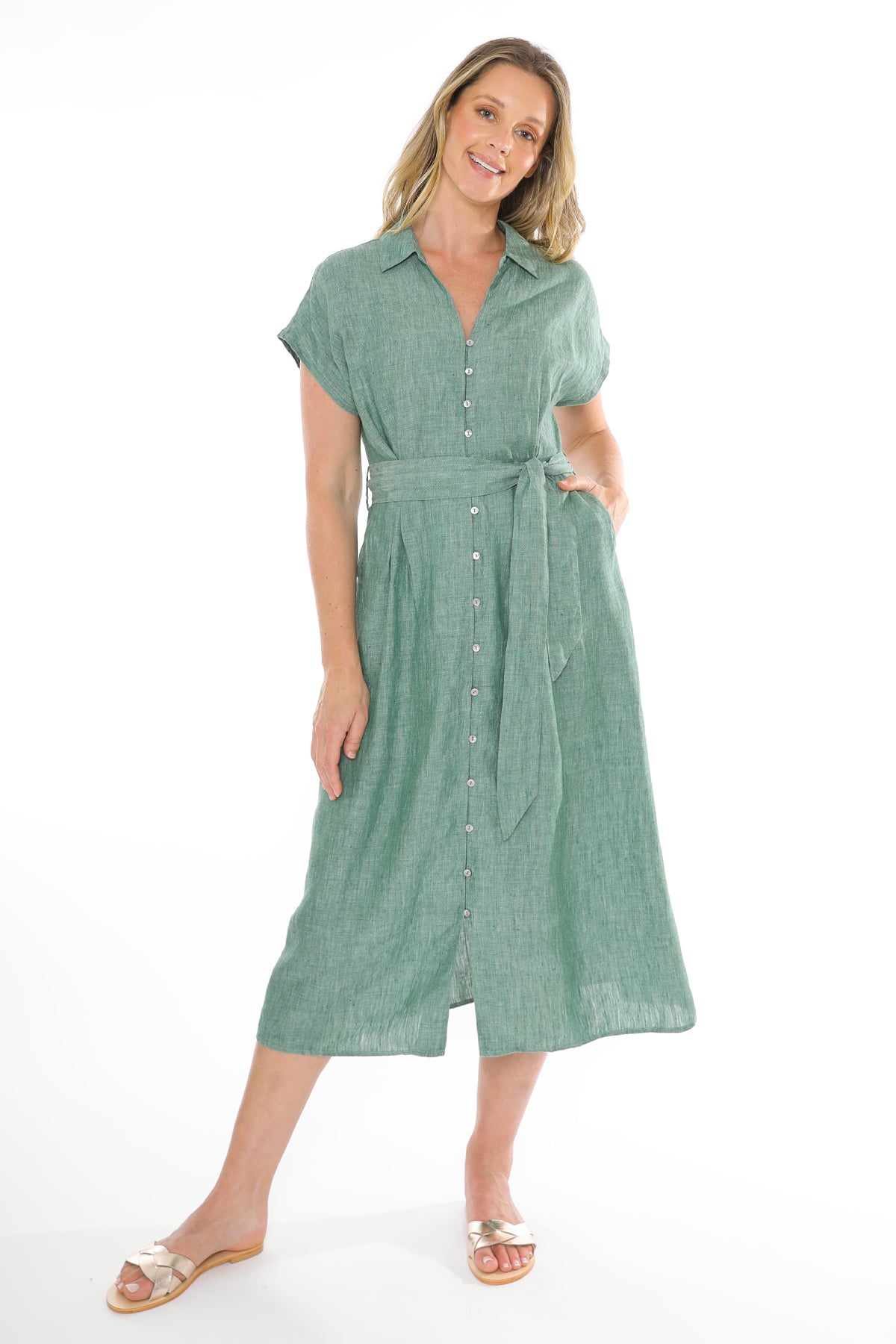 Belted Linen Dress