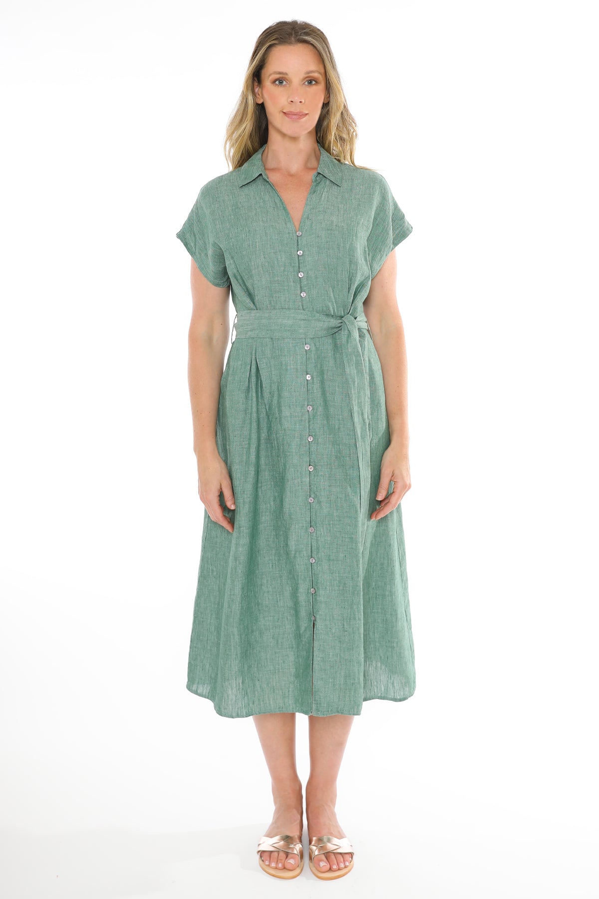 Belted Linen Dress