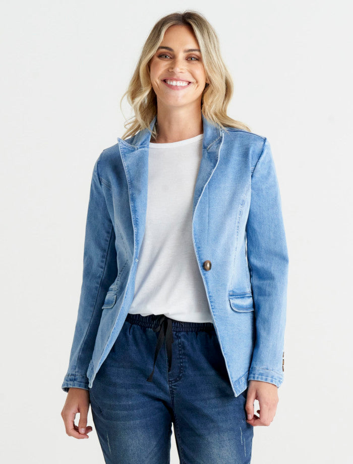 Denim blazer best sale dames