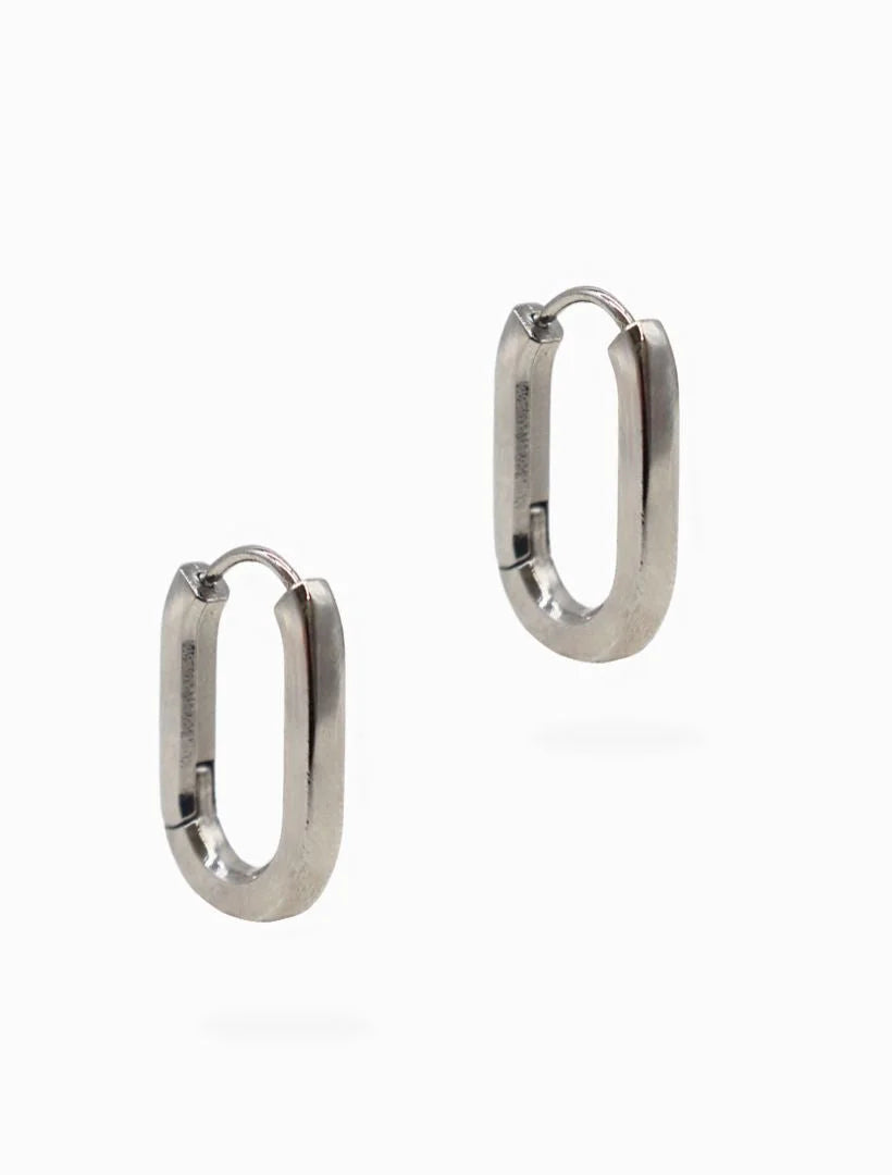 Oval Lever Hoop Earrings