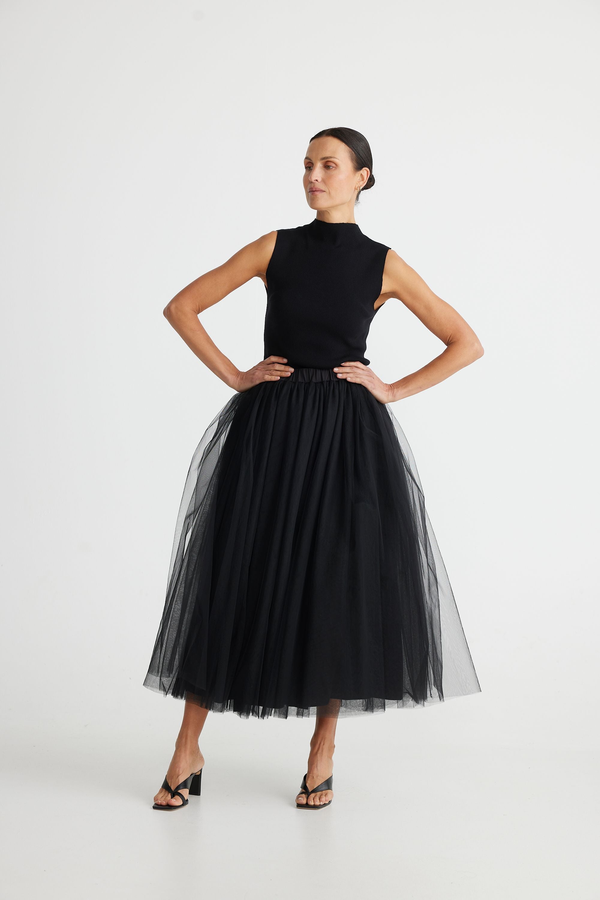 acka tulle long skirt（black） - スカート